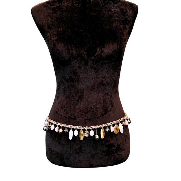 Multi-Color Beaded Necklace Belt Combo – Adjustable 37" Length Crystal accents - Picture 3 of 8